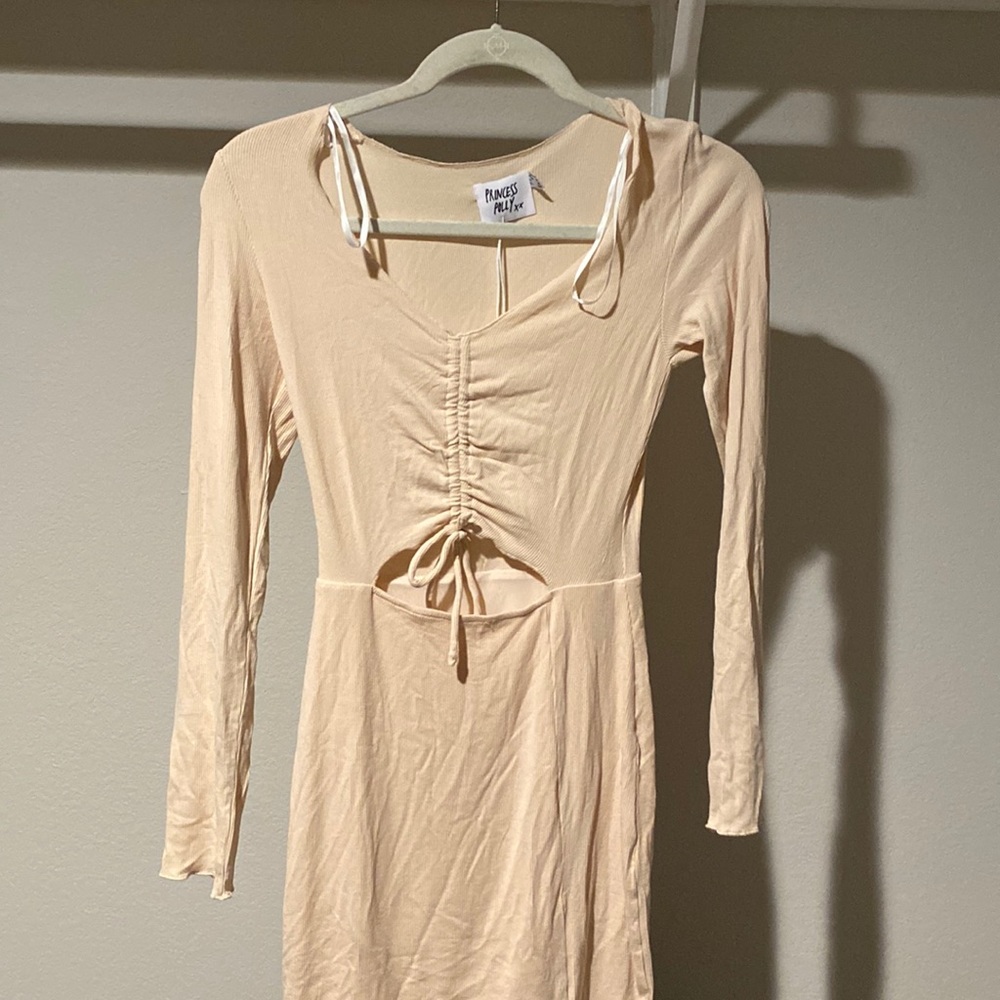 NWT PRINCESS POLLY PINCH ME MINI DRESS BEIGE